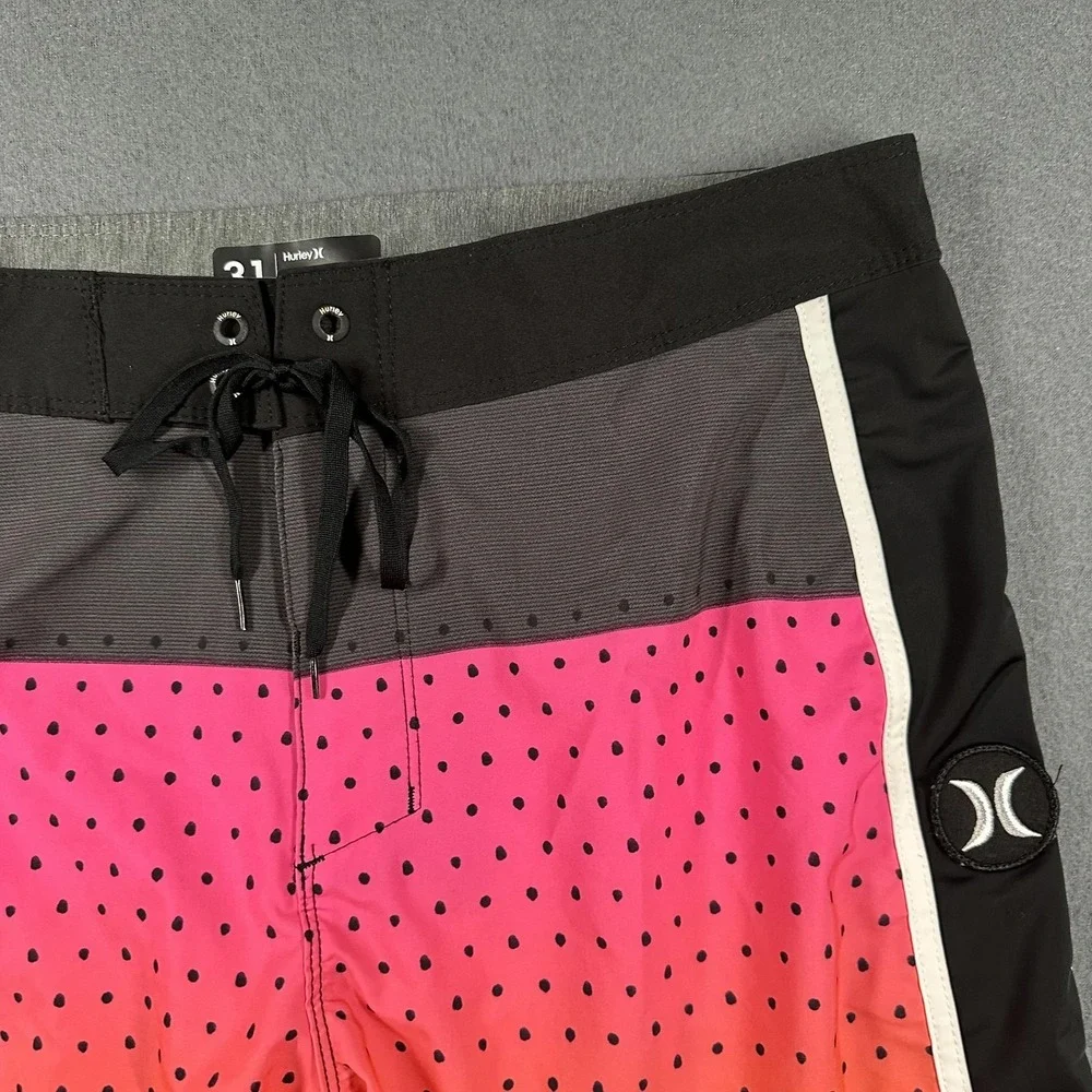 Hurley Phantom‎ Swim Shorts Mens 31 Pink Gradient Polka Dot Boardshorts Stretch